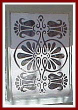 This basement window was etched from a stencil weeded FE Full Etch. The pattern is clear and the background is etched.