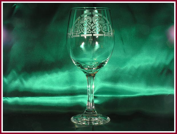 A pair of these breath taking custom-etched Celtic knot goblets made a favorite wedding gift.