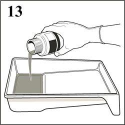 Put on safety glasses and protective gloves, and pour etching cream into a plastic paint tray.