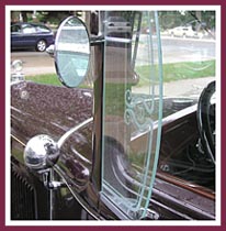 Etched glass windscreen on a Model T Ford